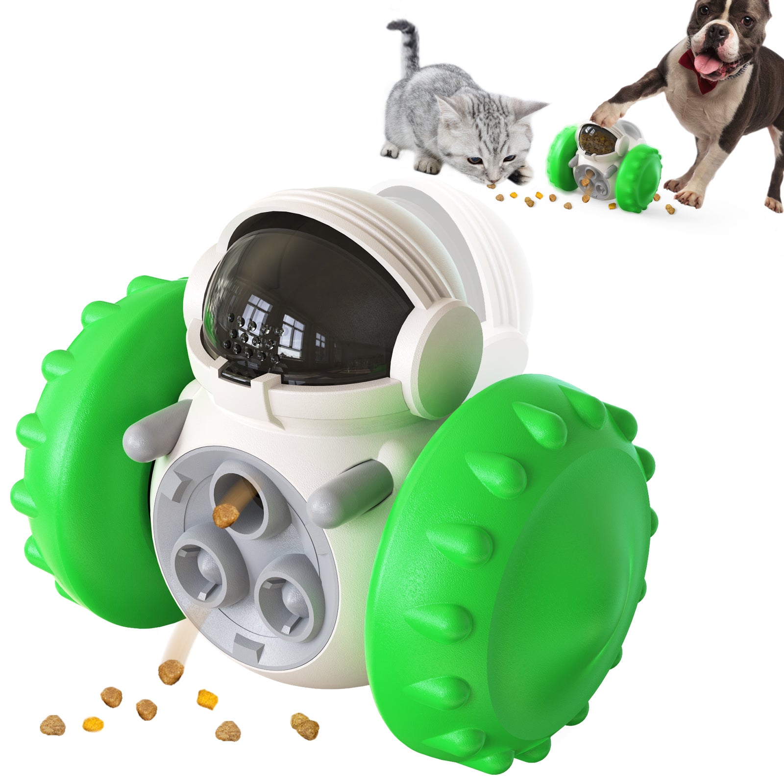 LSC-01 Food Dispensing Cat Chew Toy Interactive Tumbler Dogs Moving Toys Funny Exercise Kitten Teaser Toys for Indoor Pets (with FDA, BPA-Free) - Green LSC-01 Food Dispensing Cat Chew Toy Interactive Tumbler Dogs Moving Toys Funny Exercise Kitten Teaser Toys for Indoor Pets (with FDA, BPA-Free) - Green